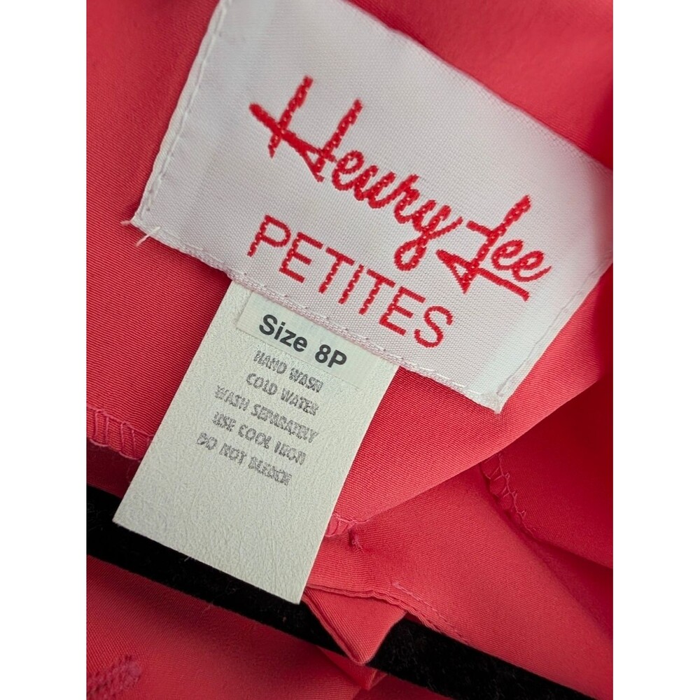 Vintage 90s Henry Lee Coral Pleated Dress Petite 8P Classic Elegant Romantic Aca - Picture 4 of 8